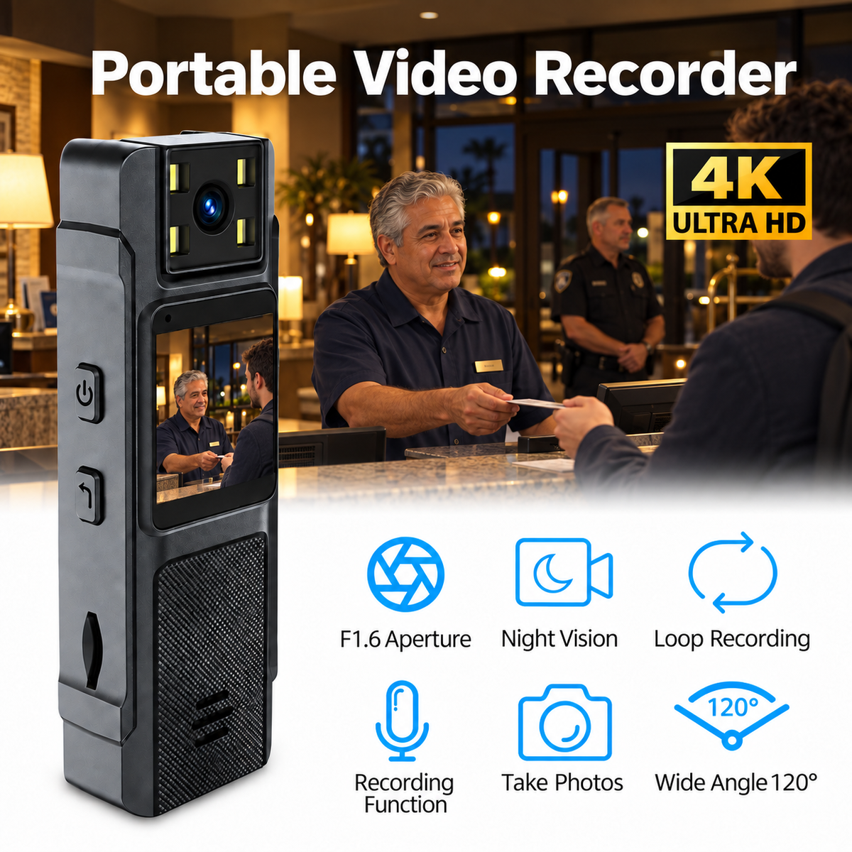 4K Rotatable Body Camera