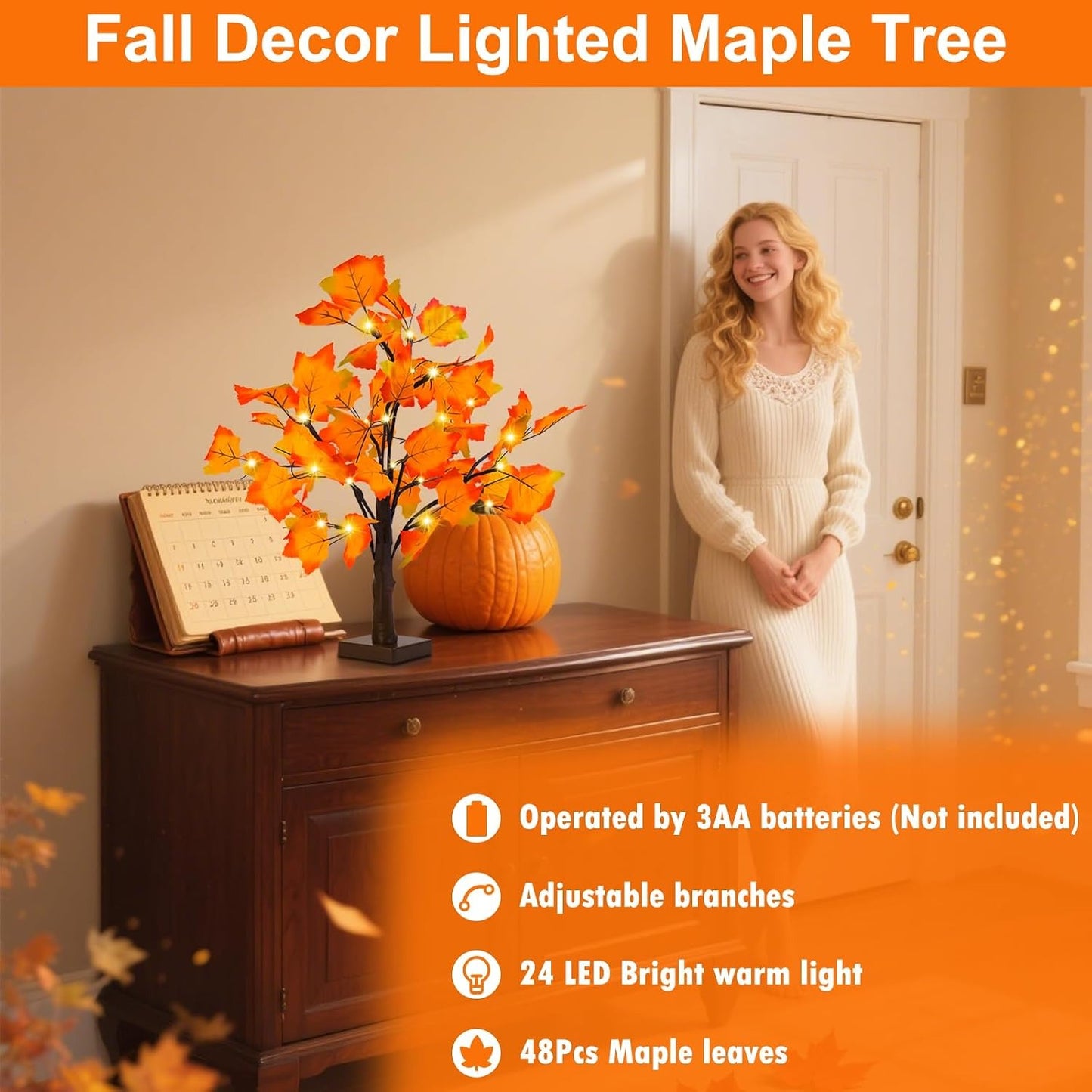 Artificial Fall Lighted Maple Tree